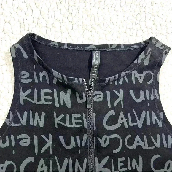 NWT Calvin Klein Perf Black Signature Zip Cotton Thong Snap Bodysuit Size M - Picture 2 of 13